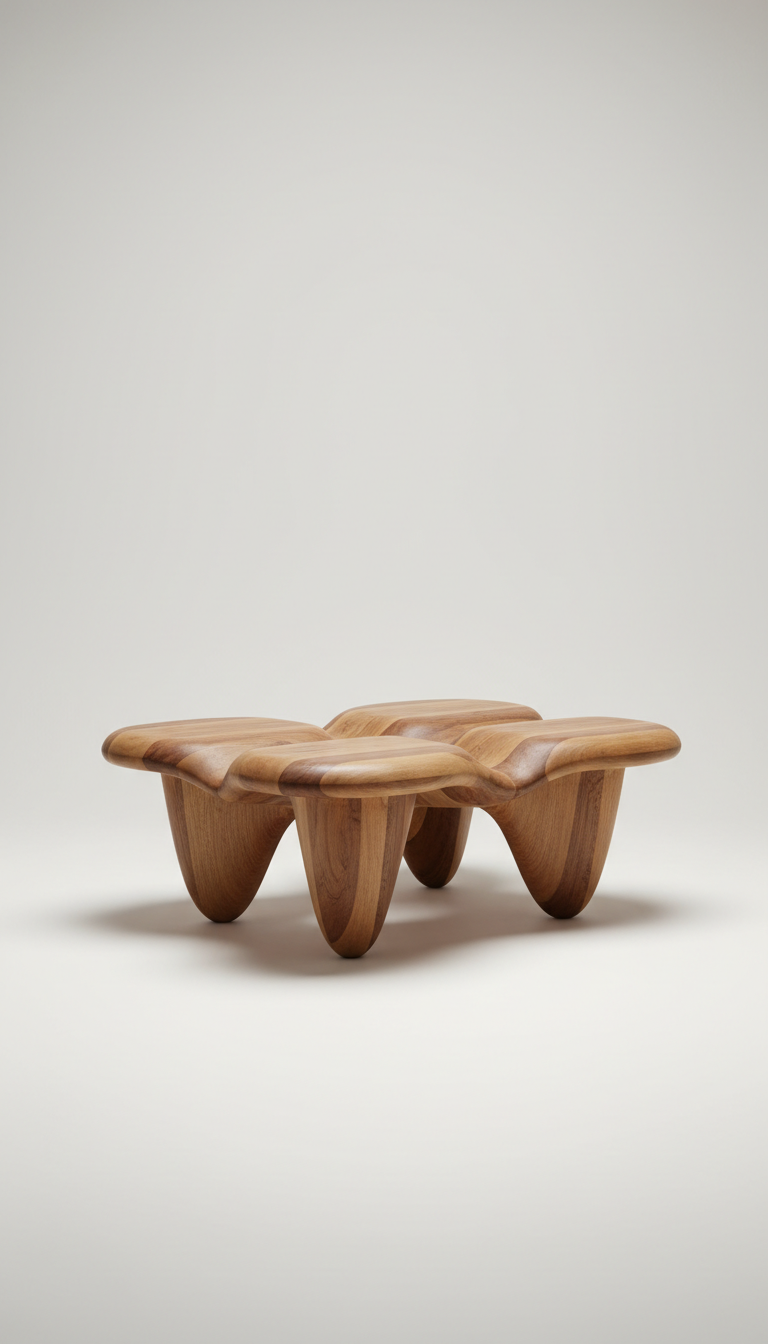 Sculptural Hardwood Coffee Table Solid Oak