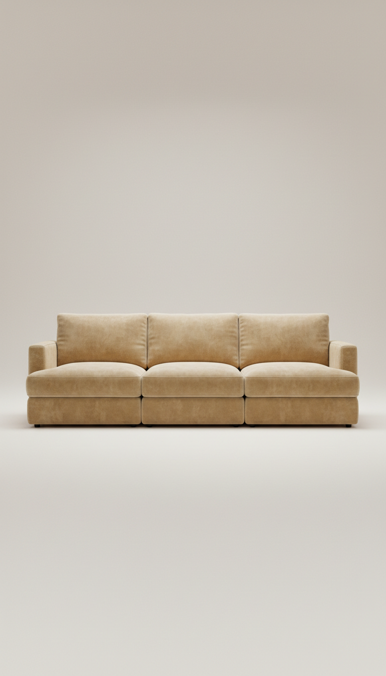 Modular Velvet Sofa With Deep Cushions