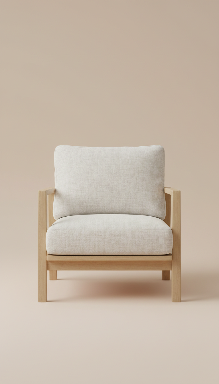 Minimalist Linen Accent Chair Slim Profile