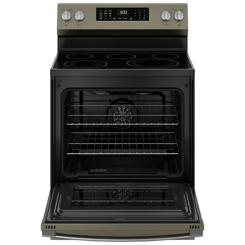 GE 30 in. 5.3 cu. ft. Smart Air Fry Standard Convection Electric Range with Radiant Burners - Slate