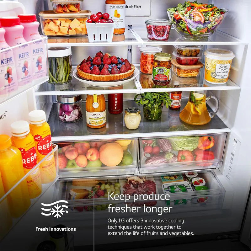 LG 36 in. 25.5 cu. ft. Smart Counter Depth French Door Refrigerator with Ice & Water Dispenser - PrintProof Stainless Steel