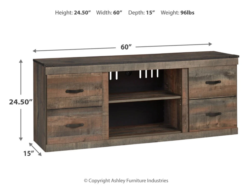 Trinell 2 Door 60" TV Stand with Open Center Shelving